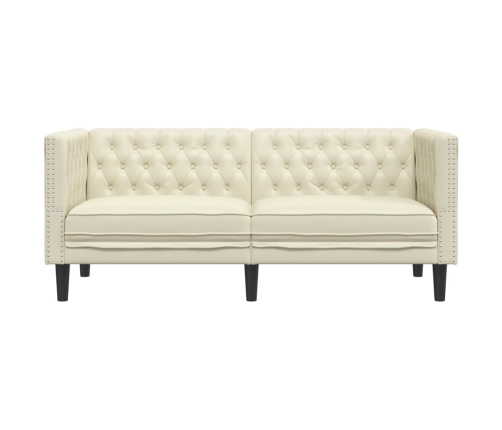 Sofá Chesterfield de 2 plazas cuero artificial blanco crema