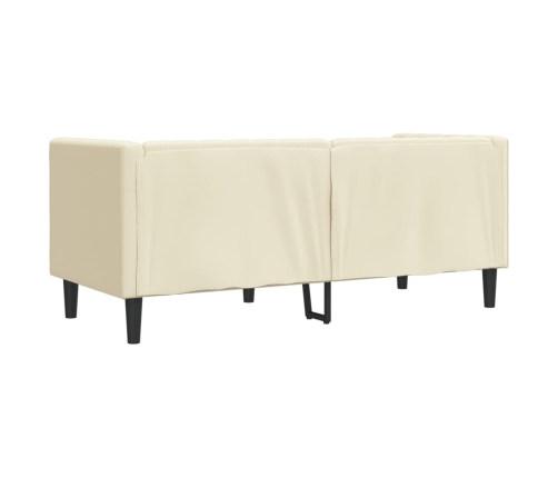 Sofá Chesterfield de 2 plazas cuero artificial blanco crema