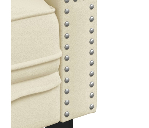 Sofá Chesterfield de 2 plazas cuero artificial blanco crema