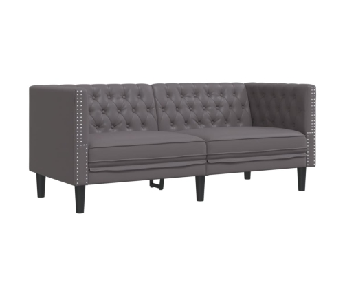 Sofá Chesterfield de 2 plazas cuero artificial gris