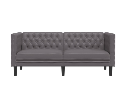 Sofá Chesterfield de 2 plazas cuero artificial gris