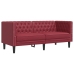 Sofá Chesterfield de 2 plazas cuero artificial rojo tinto