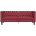 Sofá Chesterfield de 2 plazas cuero artificial rojo tinto