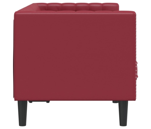 Sofá Chesterfield de 2 plazas cuero artificial rojo tinto