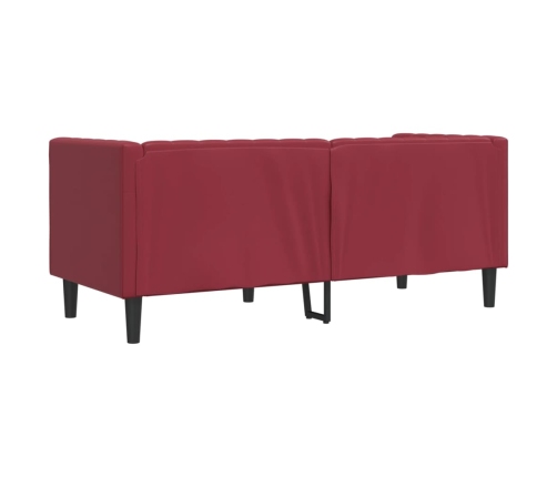 Sofá Chesterfield de 2 plazas cuero artificial rojo tinto