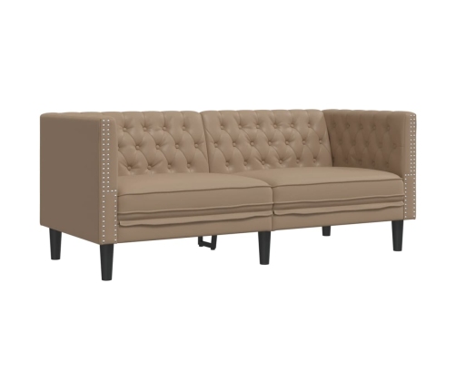 Sofá Chesterfield de 2 plazas cuero artificial marrón capuchino