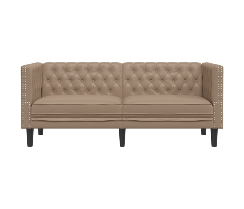 Sofá Chesterfield de 2 plazas cuero artificial marrón capuchino