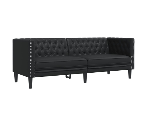 Sofá Chesterfield de 3 plazas cuero artificial negro