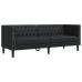 Sofá Chesterfield de 3 plazas cuero artificial negro