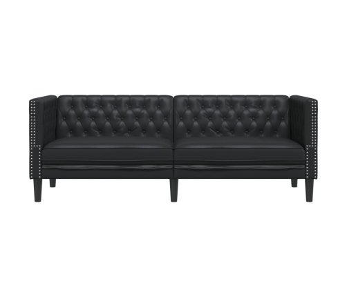 Sofá Chesterfield de 3 plazas cuero artificial negro