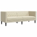 Sofá Chesterfield de 3 plazas cuero artificial blanco crema