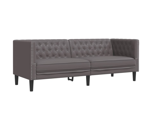 Sofá Chesterfield de 3 plazas cuero artificial gris