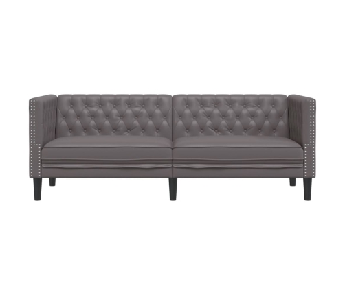 Sofá Chesterfield de 3 plazas cuero artificial gris