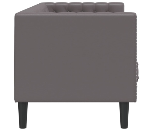 Sofá Chesterfield de 3 plazas cuero artificial gris