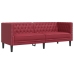 Sofá Chesterfield de 3 plazas cuero artificial rojo tinto