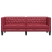 Sofá Chesterfield de 3 plazas cuero artificial rojo tinto