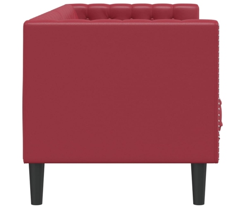 Sofá Chesterfield de 3 plazas cuero artificial rojo tinto