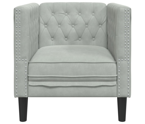 Sillón Chesterfield de terciopelo gris claro