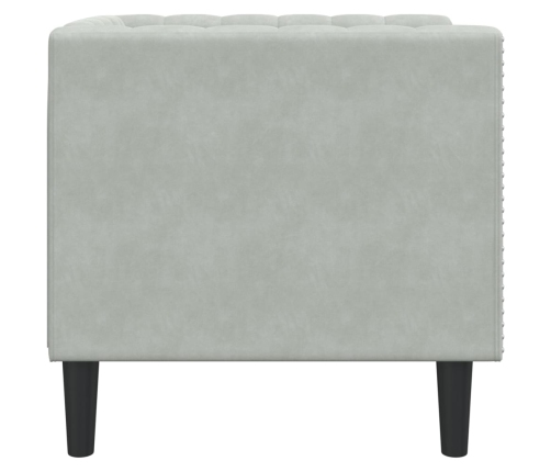 Sillón Chesterfield de terciopelo gris claro