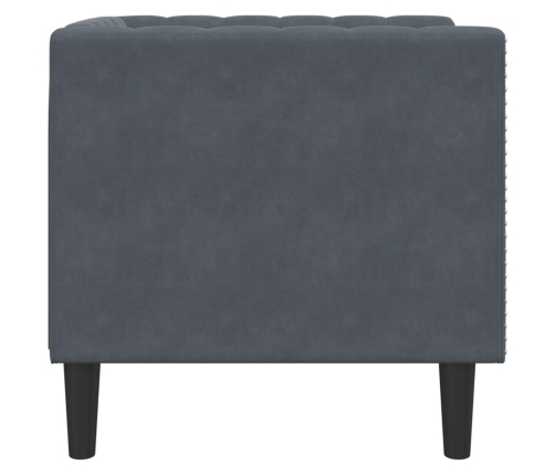 Sillón Chesterfield de terciopelo gris oscuro