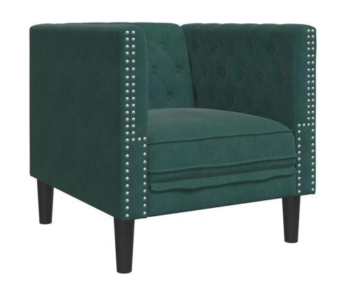 Sillón Chesterfield de terciopelo verde oscuro