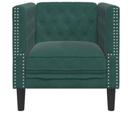 Sillón Chesterfield de terciopelo verde oscuro