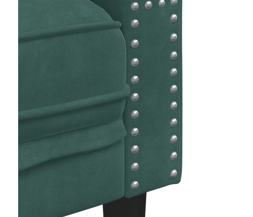 Sillón Chesterfield de terciopelo verde oscuro