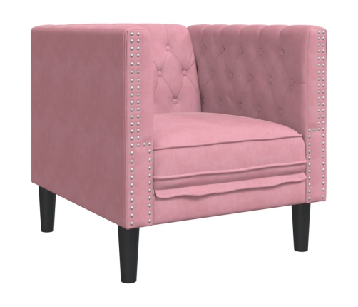 Sillón Chesterfield de terciopelo rosa