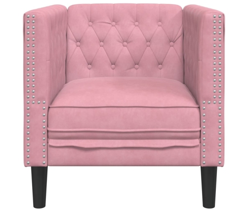 Sillón Chesterfield de terciopelo rosa