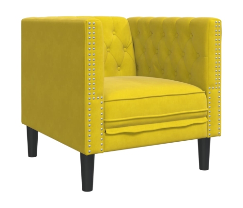 Sillón Chesterfield de terciopelo amarillo