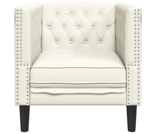 Sillón Chesterfield de terciopelo blanco crema