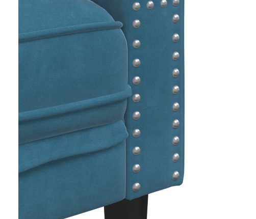 Sillón Chesterfield de terciopelo azul