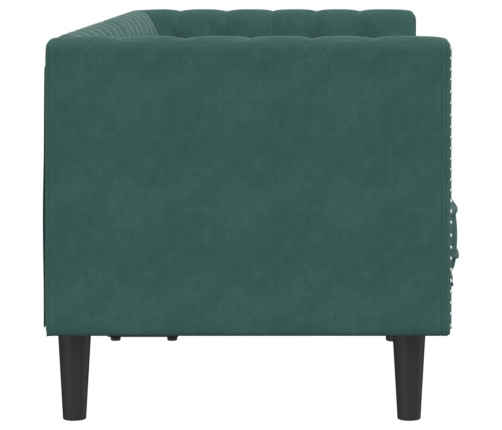 Sofá Chesterfield 2 plazas con cojines terciopelo verde oscuro