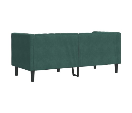 Sofá Chesterfield 2 plazas con cojines terciopelo verde oscuro