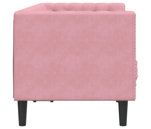 Sofá Chesterfield 2 plazas con cojines terciopelo rosa