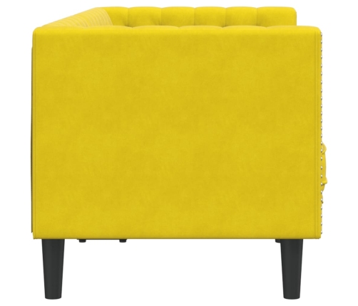 Sofá Chesterfield 2 plazas con cojines terciopelo amarillo