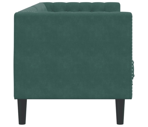 Sofá Chesterfield 3 plazas con cojines terciopelo verde oscuro