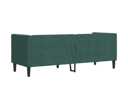 Sofá Chesterfield 3 plazas con cojines terciopelo verde oscuro