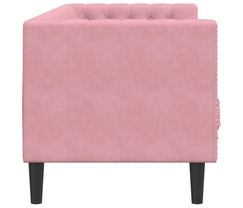 Sofá Chesterfield 3 plazas con cojines terciopelo rosa