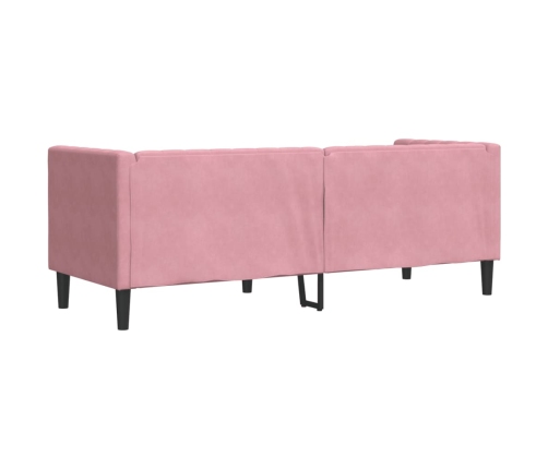 Sofá Chesterfield 3 plazas con cojines terciopelo rosa