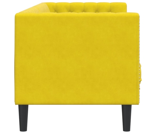 Sofá Chesterfield 3 plazas con cojines terciopelo amarillo