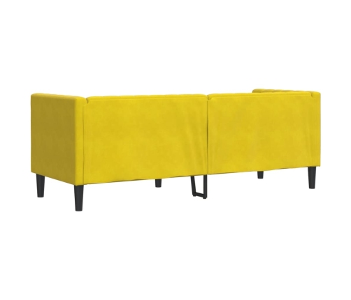 Sofá Chesterfield 3 plazas con cojines terciopelo amarillo