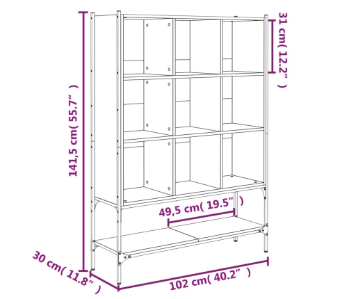 Estantería de madera de ingeniería negra 102x30x141,5 cm