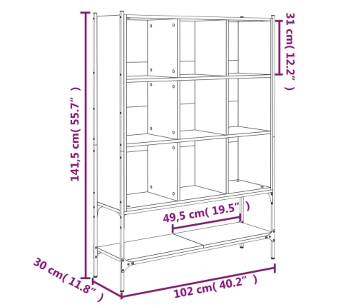 vidaXL Estantería madera de ingeniería gris Sonoma 102x30x141,5 cm