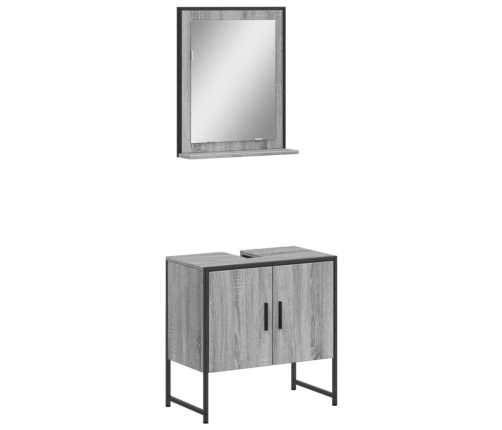 Set de muebles de baño 2 pzas madera de ingeniería gris sonoma