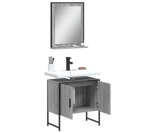 Set de muebles de baño 2 pzas madera de ingeniería gris sonoma