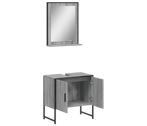 Set de muebles de baño 2 pzas madera de ingeniería gris sonoma