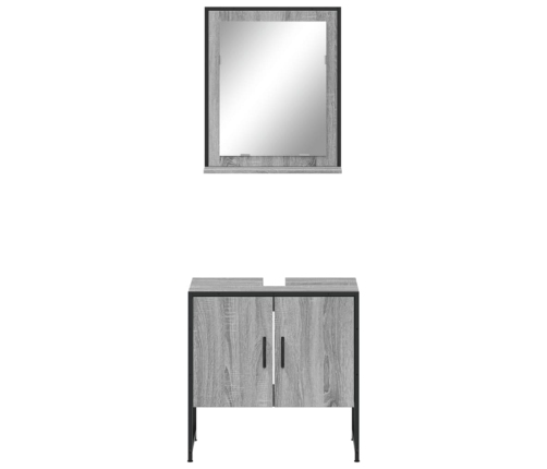 Set de muebles de baño 2 pzas madera de ingeniería gris sonoma