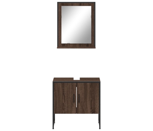 Set de muebles de baño 2 pzas madera de ingeniería marrón roble