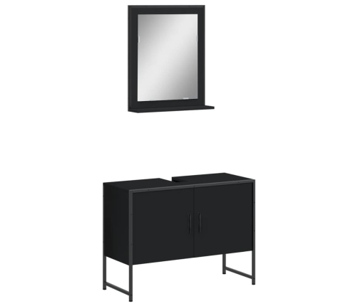 Juego de muebles de baño 2 pzas madera de ingeniería negro